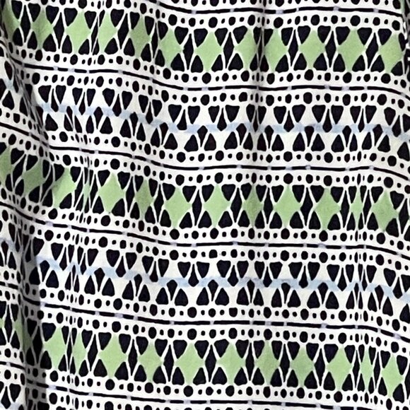 Loft Womens Size M Black & Green Geometric Long Sleeve Blouse 100% Rayon - Picture 3 of 9
